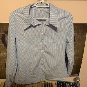 SHEIN Light Blue Striped Casual Shirt